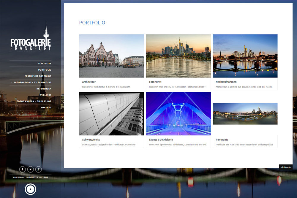 Neue Webseite Fotogalerie Frankfurt