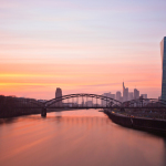 EZB & Skyline im Abendrot